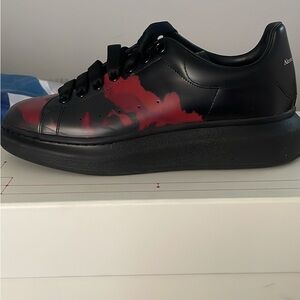 Alexander McQueen Black and Red Artistic Sneakers